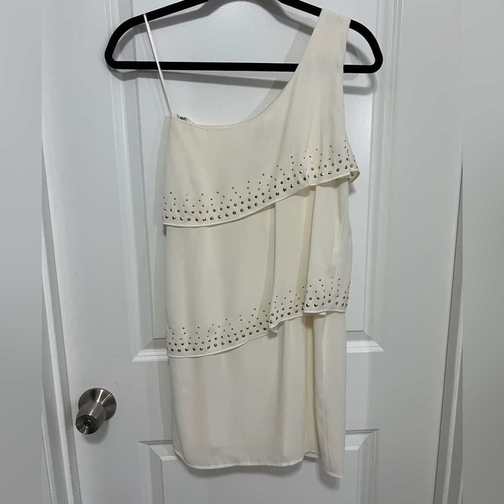 One Shoulder Cream Dress from Express